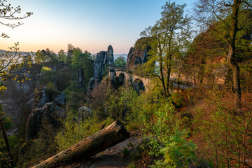 Fototapeta na wymiar Rocks near Bastei bridge in the National Park Saxon Switzerland, Germany