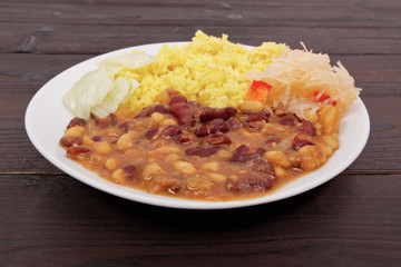 Red beans with curry rice on a table