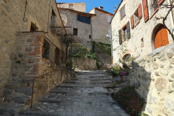 Small street in Eus city, France