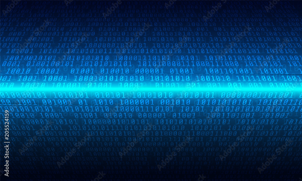 Poster Hi Technology Sci fi Cyber Security Concept Vector Background. Abstract Blue Binary Digital Number Code And Illustration