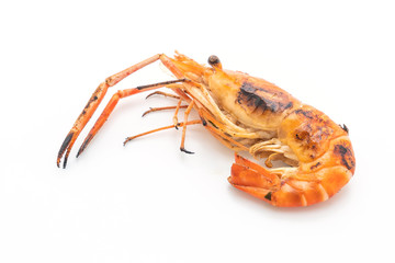 grilled shrimps on white background