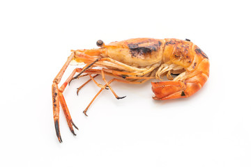 grilled shrimps on white background