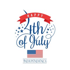 Fourth of July, United Stated independence day greeting. July 4th typographic design