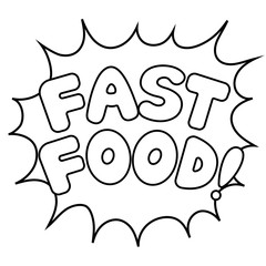 Fast food word comic book coloring vector