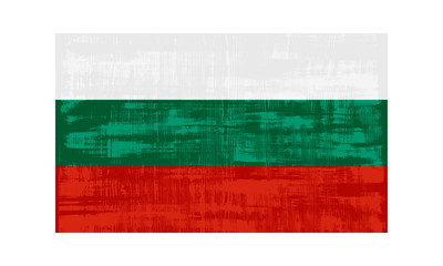 Bulgaria flag isolated on white background. Vector illustration in grunge style.