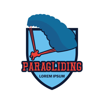 paragliding logo with text space for your slogan / tag line, vector illustration