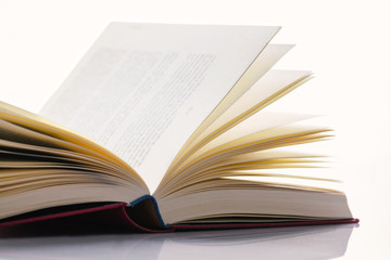 Reading enjoyment, closeup of book pages. Backlit photograph, Germany