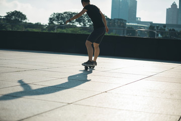 Fototapeta na wymiar skateboarding with freeline outdoors