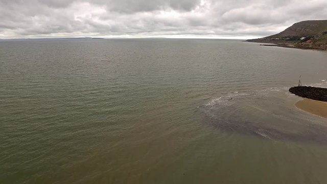 Flying over the beach of Llandudno, Wales - United Kingdom