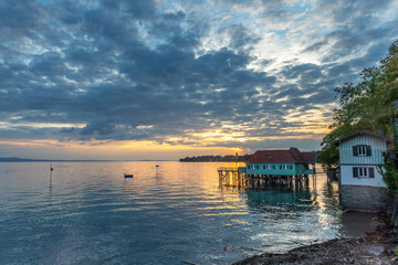 Sunset over the lake. Lindau Bodensee.