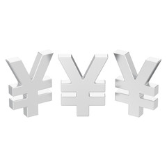 Obraz premium 3D illustration isolated different view three gold yen money