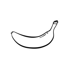 A Banana Hand drawn Icon Simple Vector Line Art