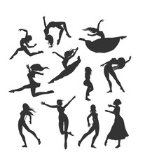 female silhouettes in dance. Silhouette of dancers (simple)