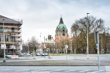 Obraz premium HANNOVER, GERMANY- March 13, 2018 : Street view of downtown in Hannover, Germany.
