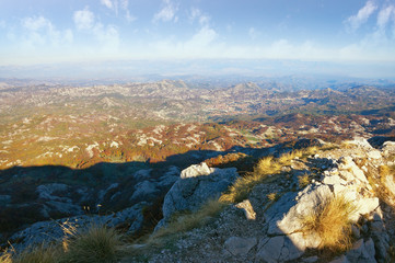 Beautiful mountain landscape. Montenegro, view of Lovcen National Park from Jezerski vrh peak