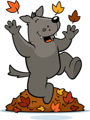 Cartoon Wolf Autumn