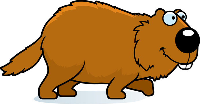 cartoon brown beaver walking smiling clip art preview