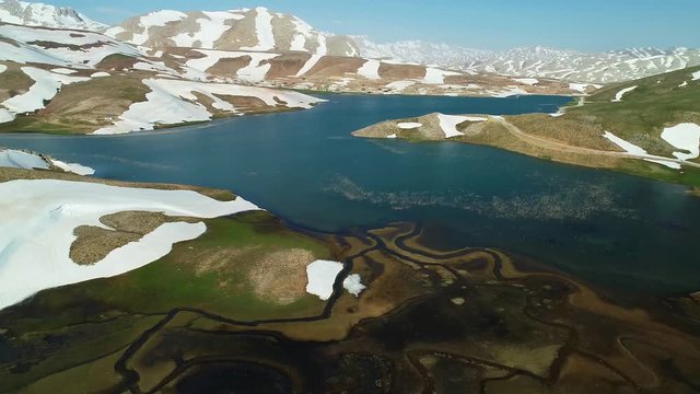 kuşbakışı dağlar,bahar mevsimi ve kar erimeleri