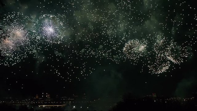 Amazing Firework Show Russia Moscow. Accelerated