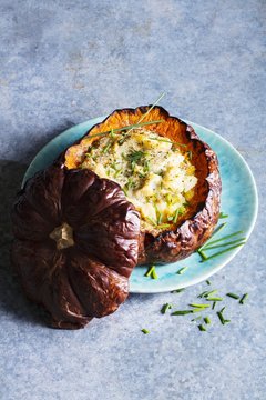 A pumpkin stuffed with cod
