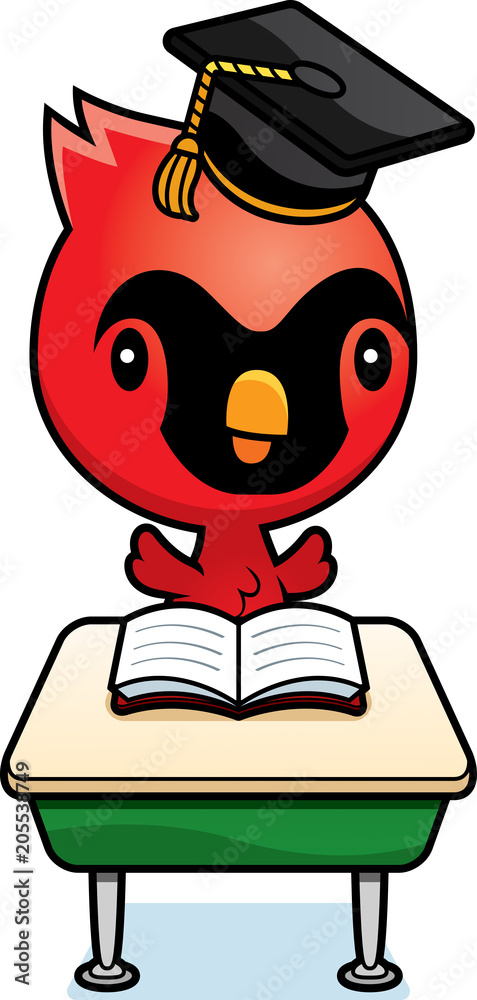 Sticker cartoon baby cardinal student