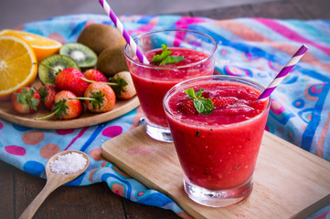 strawberry yogurt smoothie tasty fruit sweet drink for health on summer