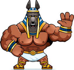 Cartoon Anubis Waving