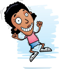Cartoon Black Woman Jumping