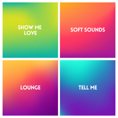 Abstract vector multicolored blurred background set. 4 colors set.