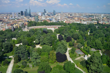 Milano, skyscrapers district behind the Sempione park