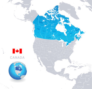 Vector Administrative Blue Canada Map