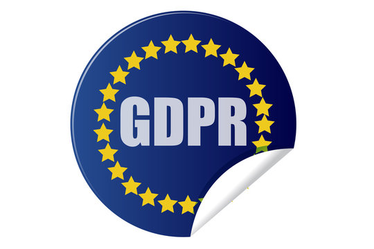 Reglamento protección de datos de Europa en forma de pegatina.