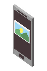 smartphone device with picture file isometric icon vector illustration design