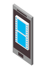 smartphone device with video format isometric icon vector illustration design
