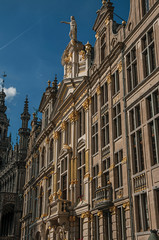 Close-up of the rich and elegant decoration on the historic buildings at Grand Place of Brussels. Vibrant and friendly, is the country’s capital and administrative center of the EU. Central Belgium.