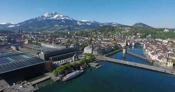 Lucerne railway station and the Chapel Bridge