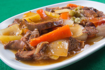 Pork tongue stew on the plate