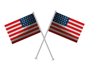 united states of america flags crossed vector illustration design