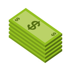 pile of bill dollars isometric icon vector illustration design