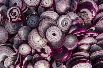 Red Onion Slices. Sliced red onion rings.