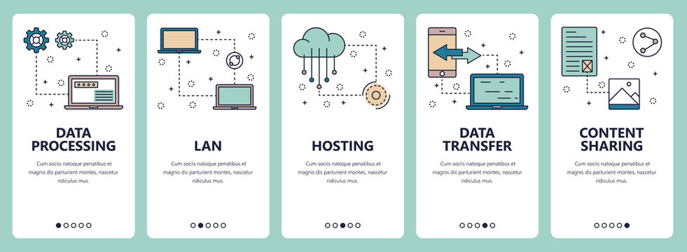 Vector line art web and mobile app template set