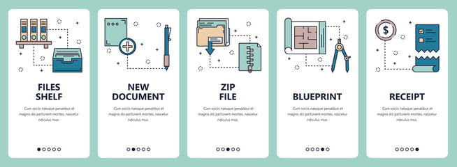 Vector line art web and mobile app template set