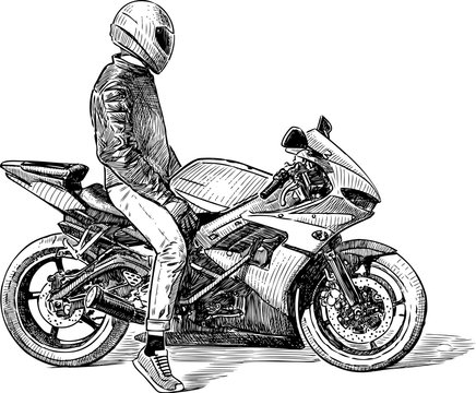 Sketch of a person on a motorcycle