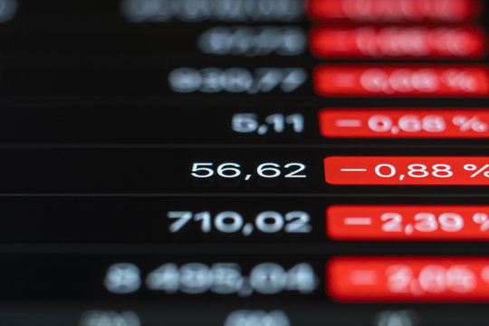 exchange rate on the screen. red on black background