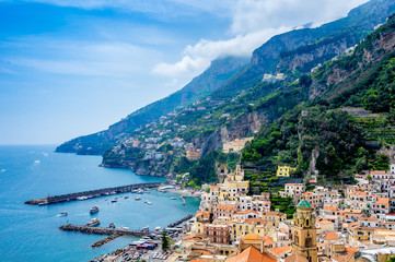 Fototapeta na wymiar View of Amalfi town at Amalfi coast, Italy.
