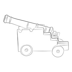 medieval cannon contour drawing in pencil