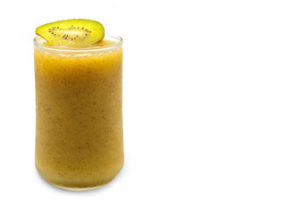 Smoothies of kiwi in glass.