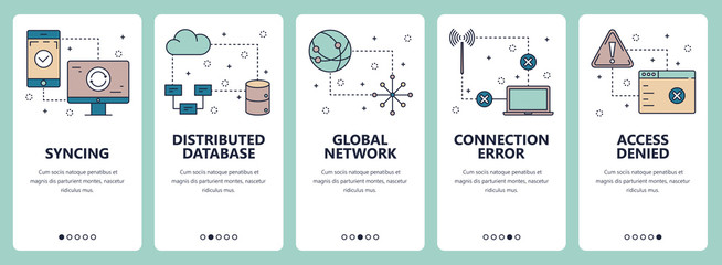 Vector line art web and mobile app template set