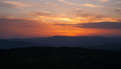 Panorama of hills during sunset