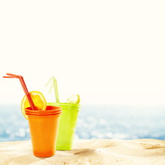 summer drinks on beach 